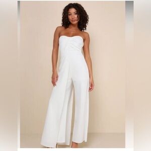 New Lulu's Chic White Strapless Jumpsuit